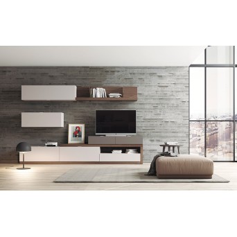 Vista frontal del Salón Oslo 9 de Costera Mobles, fabricado en chapa de madera natural 2