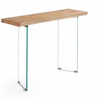 Consola Roma de Casanova Gandia, con tapa en madera maciza y estructura en cristal