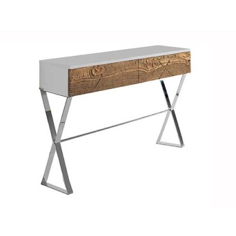 Consola Patas Aspas Metal de Casanova Gandia, en melamina y con cajones en madera natural de Mobila