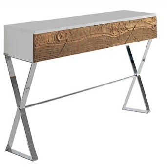 Consola Patas Aspas Metal de Casanova Gandia, en melamina y con cajones en madera natural de Mobila 2