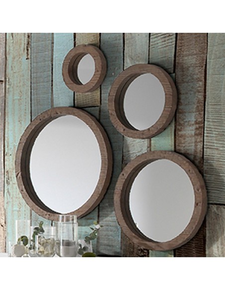 conjunto de espejos redondos de madera