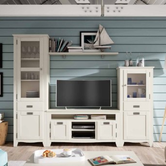Salón IND 252, de estilo rústico y disponible en blanco o nogal