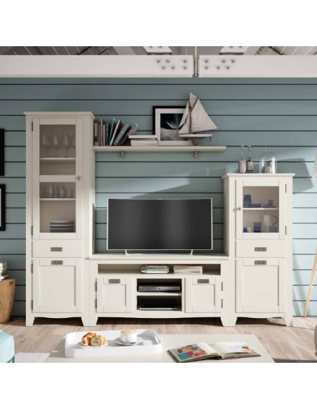 Salón IND 252, de estilo rústico y disponible en blanco o nogal