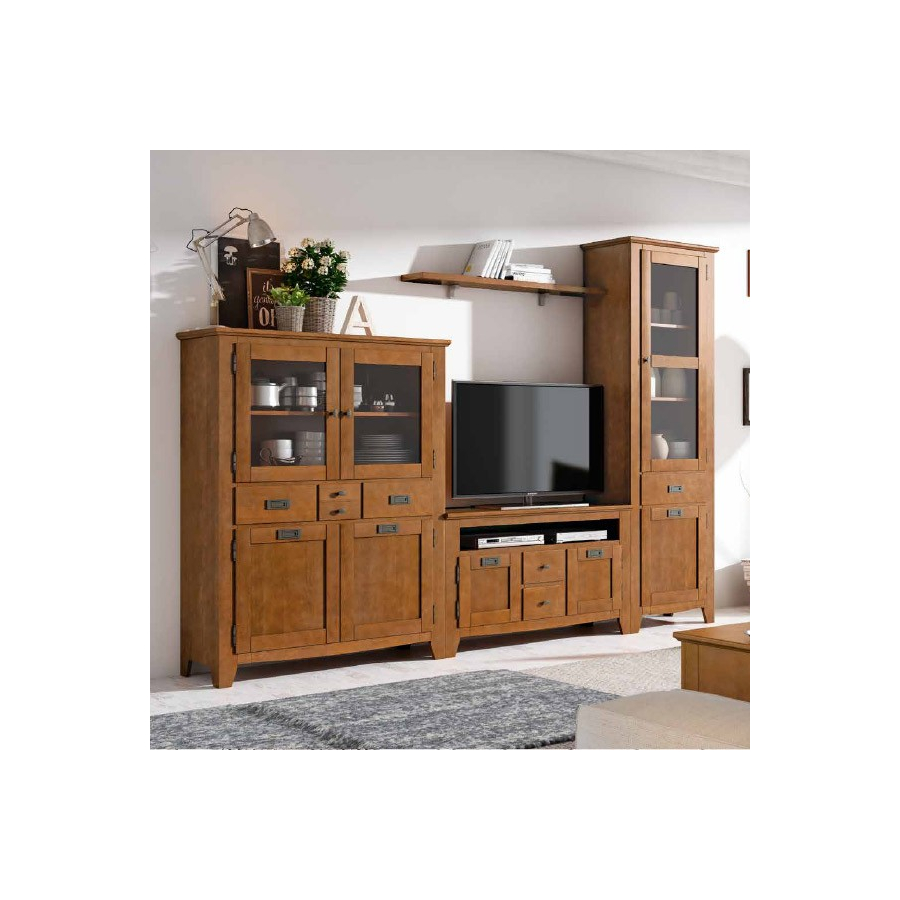 Salón IND 256, de estilo rústico y acabado color nogal