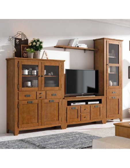Salón IND 256, de estilo rústico y acabado color nogal