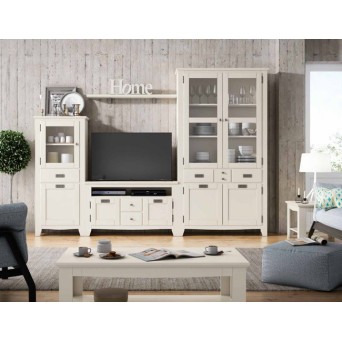 Salón IND 258, fabricado en DM lacado en blanco y de estilo rústico 2