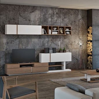 Salón Azzaro 03, fabricado en chapa de madera natural y lacados
