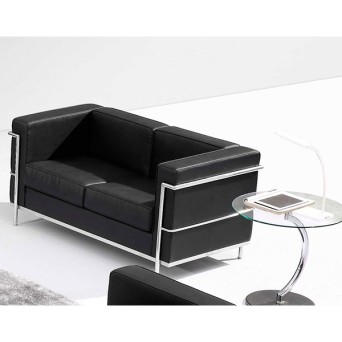 Comprar sofá Le Corbusier dos plazas negro en Muebles Lara 2