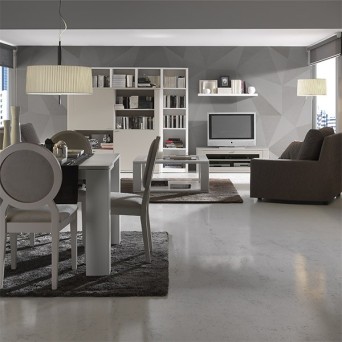 Salón Zoe 4 de Loyra, fabricado en chapa de madera natural y lacados 2