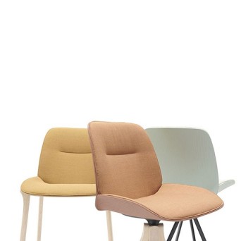 Taburete Nuez con asiento y respaldo tapizado y carcasa termopolímero 2