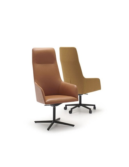 Silla con base giratoria y carcasa completamente tapizada