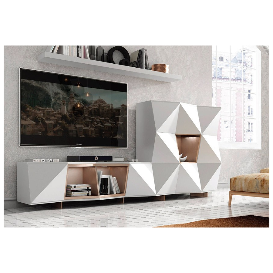 Salón MX20 de Franco Furniture, con mueble tv, aparador y estante