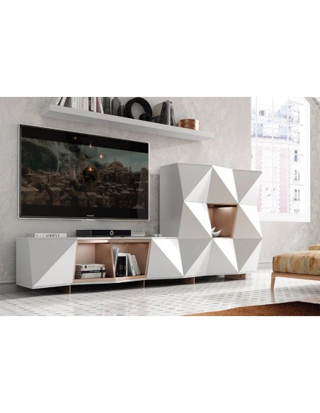 Salón MX20 de Franco Furniture, con mueble tv, aparador y estante