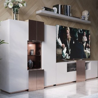 Salón MX19, de Franco Furniture, lacado en blanco mate con detalles personalizables