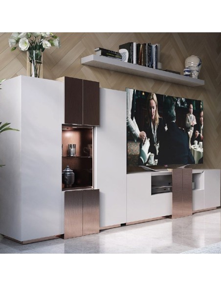 Salón MX19, de Franco Furniture, lacado en blanco mate con detalles personalizables