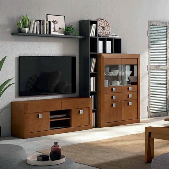 Composición de salón Neva 601, fabricada en melamina y madera de pino