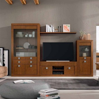 Composición Salón Neva 605, fabricado en melamina y madera de pino
