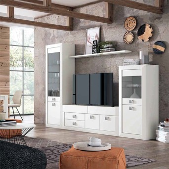 Composición de salón Neva 610, fabricada en melamina y madera de pino