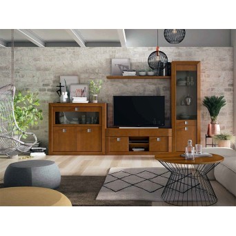 Salón Neva 613, fabricado en melamina y madera de pino y acabado color nogal 2