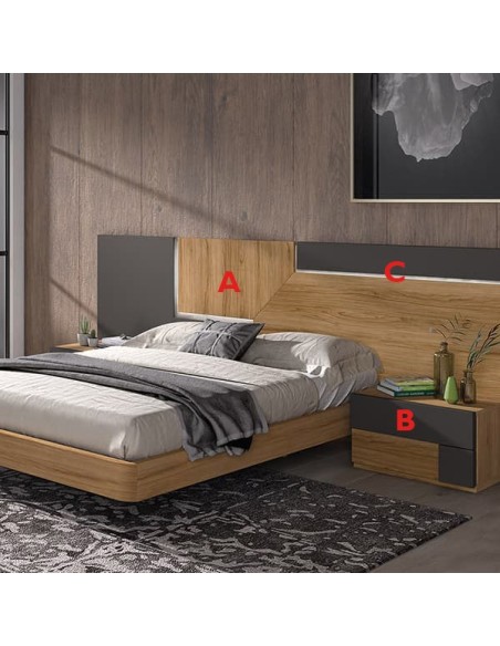 Dormitorio Icon 2 con cabezal, mesitas y bañera volada