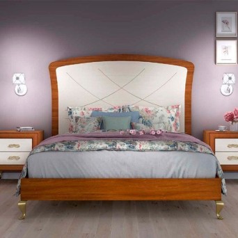Composición dormitorio Parma 13 en acabado nogal-blanco.
