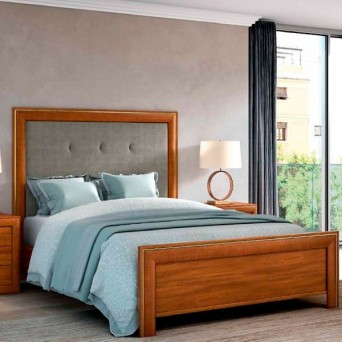 Composición dormitorio Parma 16 tapizado en tela Macan.