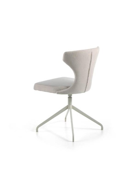Silla tapizada en tela con estructura metálica fija