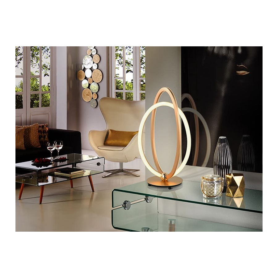 Lámpara de mesa en color oro rosa