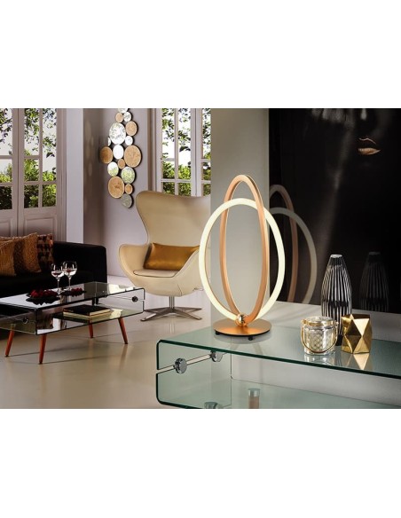 Lámpara de mesa en color oro rosa