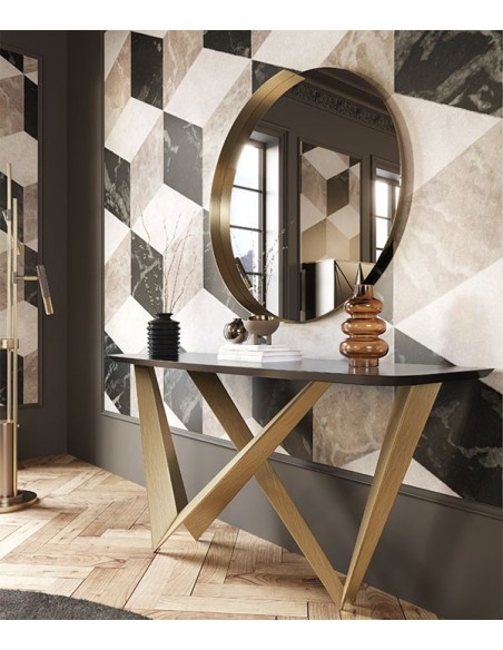 Recibidor con espejo con detalles en Oro viejo Muebles Lara