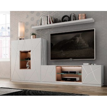 Salón MX21, de Franco Furniture, en blanco mate y detalles en bronce viejo 2