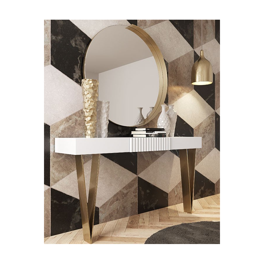 Recibidor MX40 de Franco Furniture, con consola con tres cajones y espejo