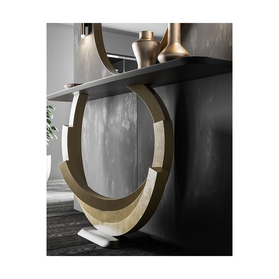 Detalle oro viejo consola MX84 de Franco Furniture