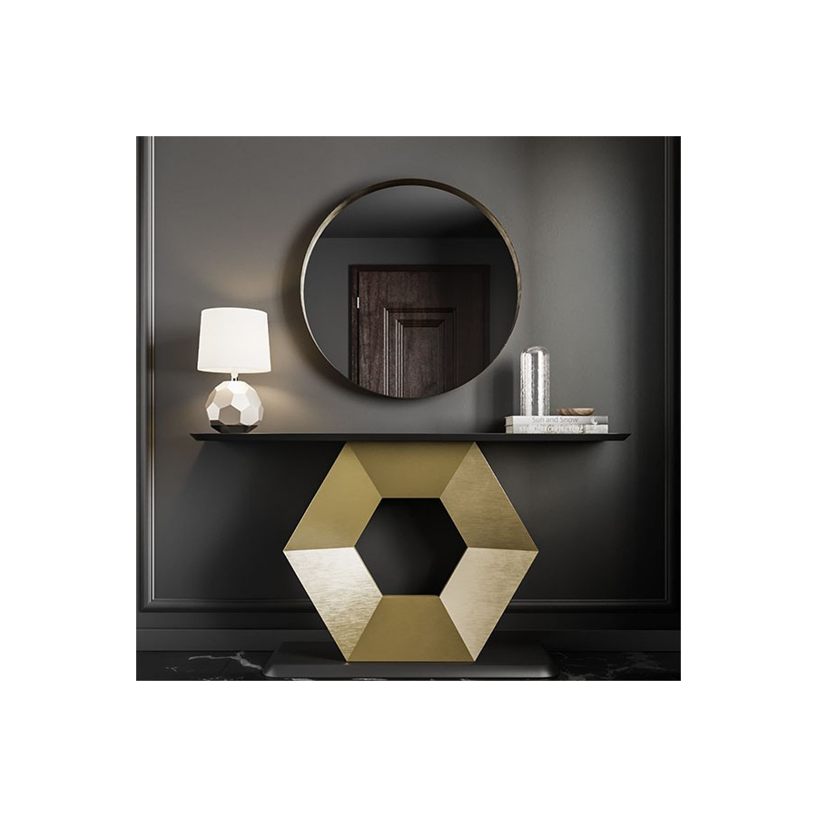Diseño singular de recibidor con base hexagonal Muebles Lara