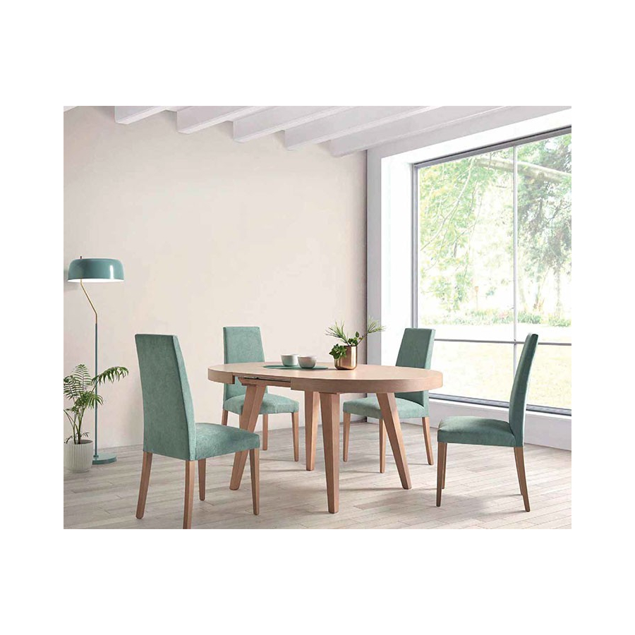 Silla de comedor con asiento y respaldo tapizado en tela