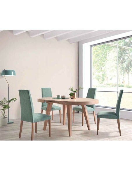Silla de comedor con asiento y respaldo tapizado en tela