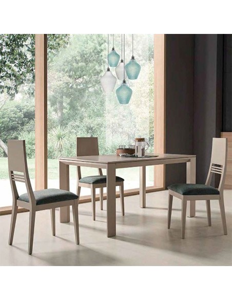 Silla de comedor con estructura de madera y asiento tapizado Muebles Lara