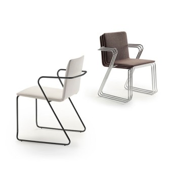 Silla Zeta con estructura en metal cromado y negro
