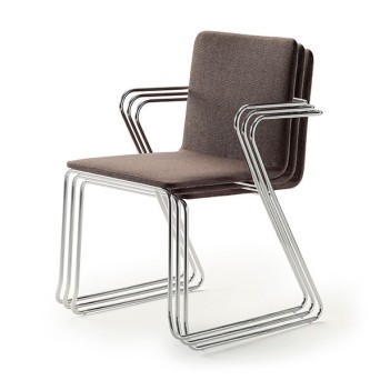 Silla Zeta con estructura en metal cromado y negro 2