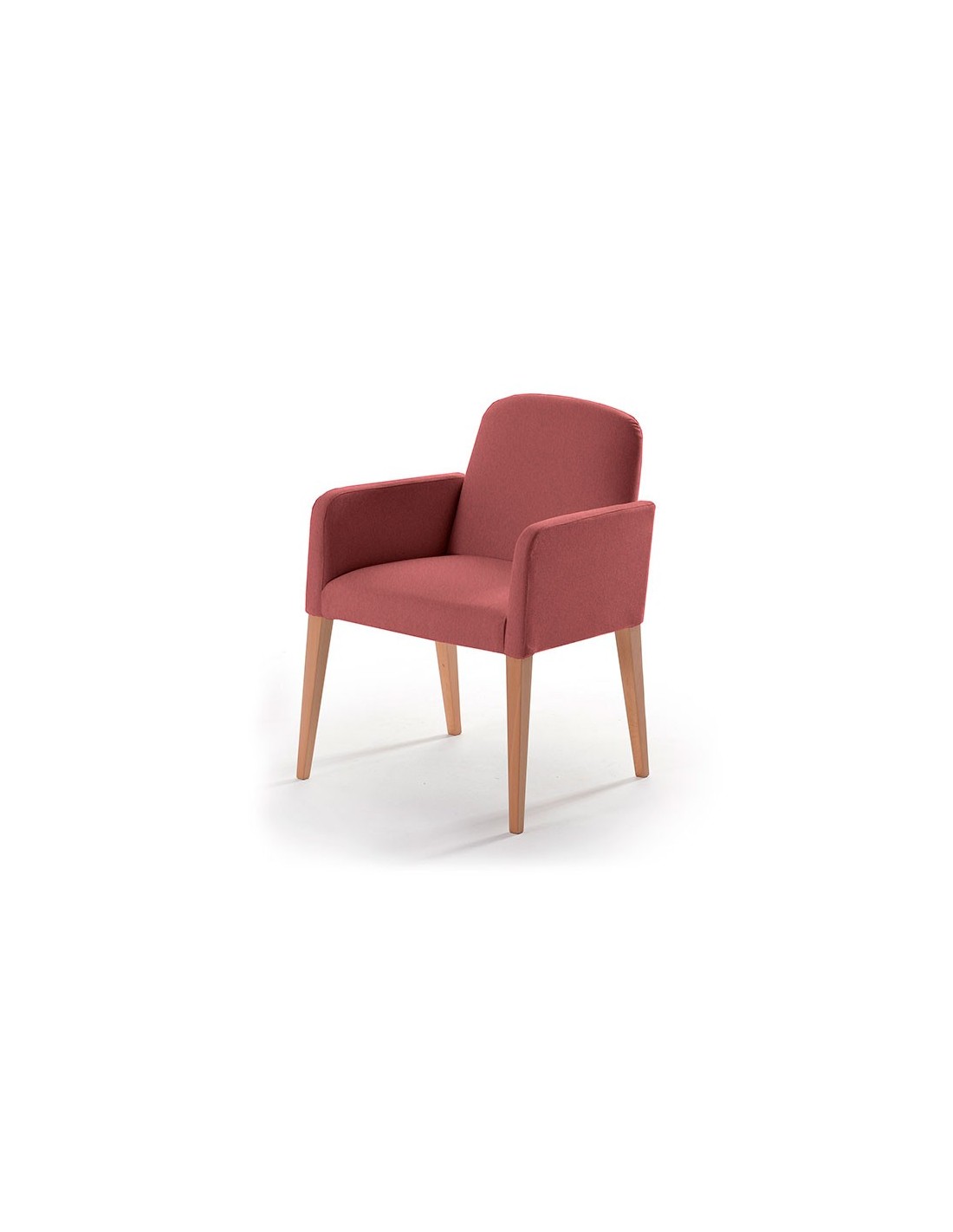 Silla Casia N02 con brazos acabado en haya color natural y tapizado Urus 60