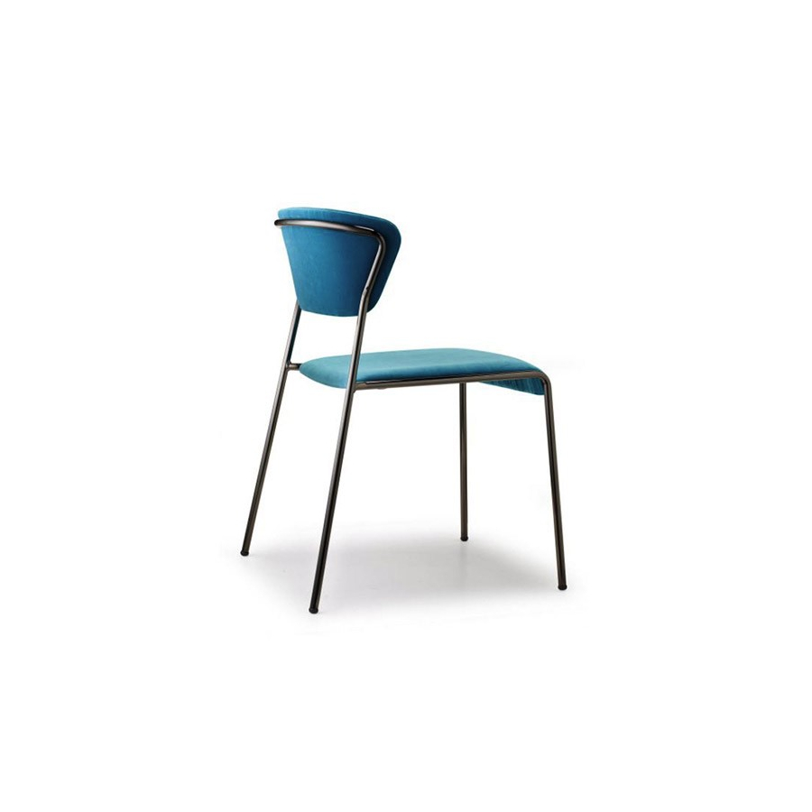 Silla Lisa con asiento y respaldo tapizados en terciopelo