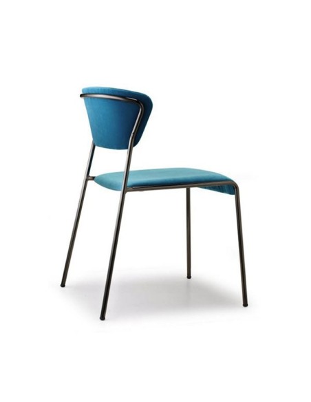 Silla Lisa con asiento y respaldo tapizados en terciopelo