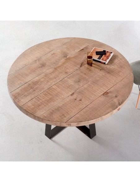 Mesa Colorado redonda con tapa de madera maciza