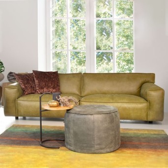 Sofá modular con estructura de madera y tapizado en piel Muebles Lara