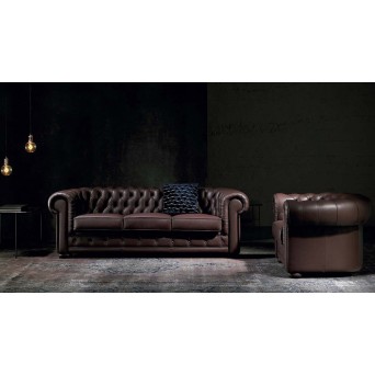 Sillón Chester tapizado en piel con capitoné 2