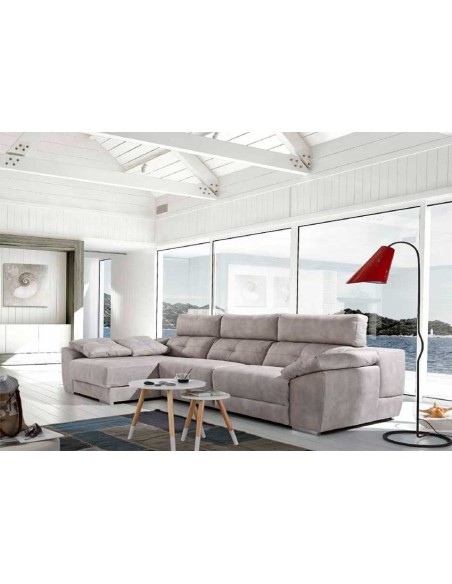 Chaiselongue deslizante Memory Acomodel tapizado en Sacha Gris Claro