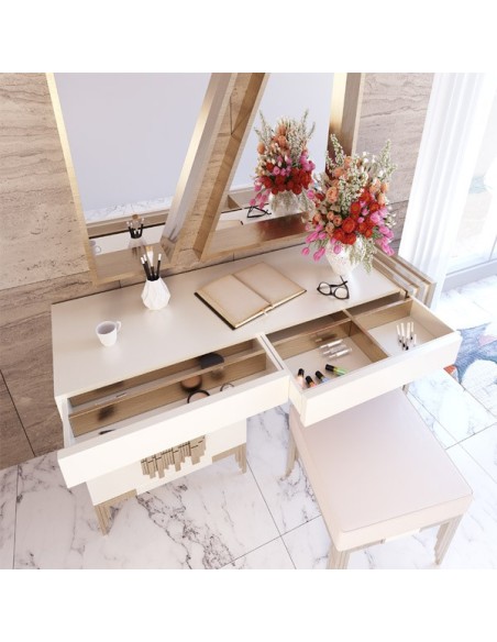 Tocador Bella Franco Furniture con espejo y banqueta