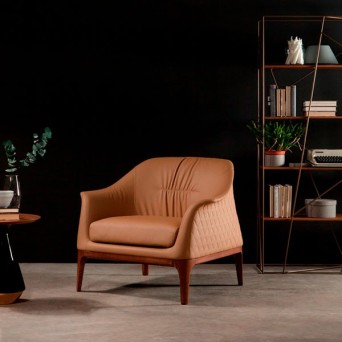Tiffany sillón tapizado en piel con estructura de madera 2