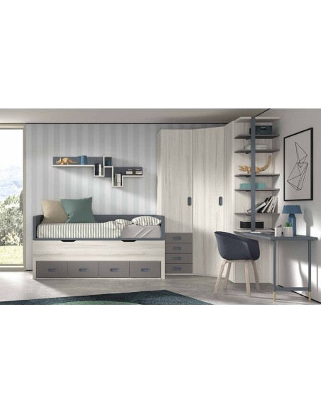 Dormitorio juvenil F001 con cama nido