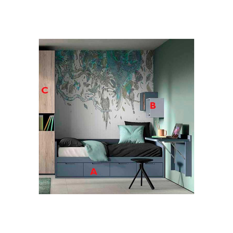 Dormitorio Juvenil F101 | Glicerio Chaves en Muebles Lara